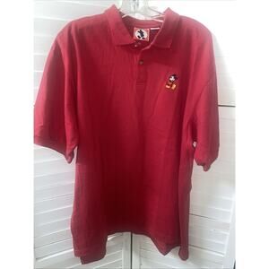 Vintage Mickey Inc Short Sleeve Embroidered Collared Red Polo Shirt Size XXL